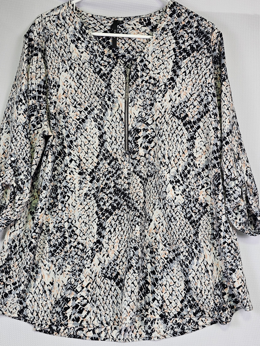 Black Rainn Black, Cream & Blush Snake-Print Zip Front Jacket